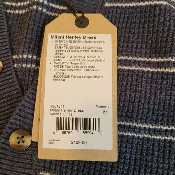 NEW PRANA THERMAL DRESS NAUTICAL NAVY BLUE APRES SKI HENLEY oversized MEDIUM NWT - Picture 9 of 11